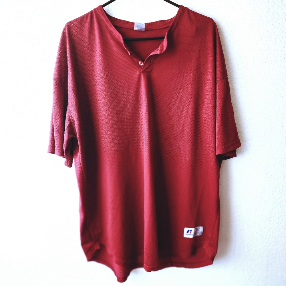 Russell Athletic Work Out Burgandy Micro Mesh Shirt Big n Tall XXL